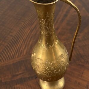 Elegant Brass Floral Etched Vase